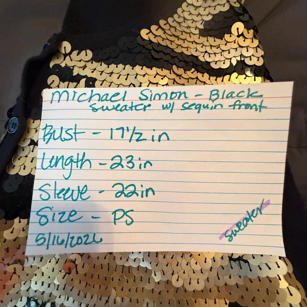 MICHAEL SIMON Sequin Animal Print Cardigan Sweater PS